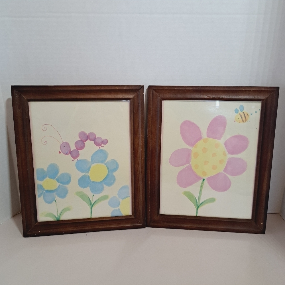 Set of 2 Watercolor Elementary Nursery Art‎ Prints Framed